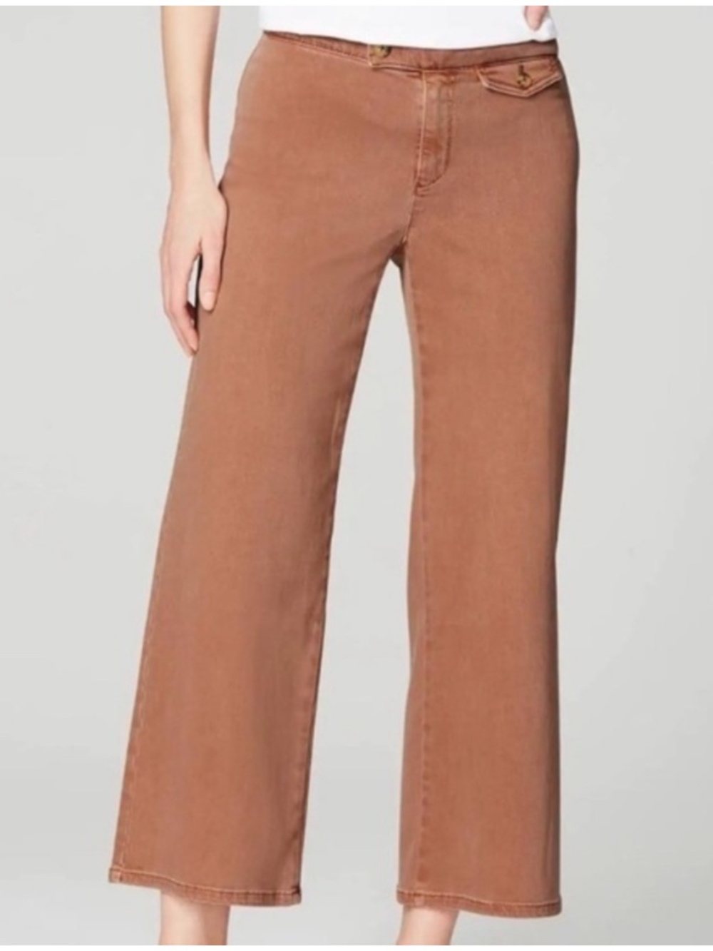 J. Jill - Full Leg Crop Tab-Waist Brown Orange Brown Wide Stretch Pants - 20 2X